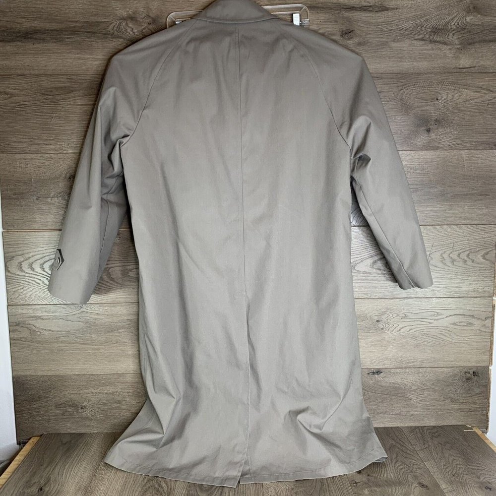 London Fog Trench Coat Men's Size 40 Reg. Tan Hidden Buttons Removable Liner - Picture 7 of 13